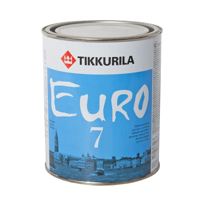 Краска латексная Tikkurila Euro Power 7 моющаяся для стен и потолка, матовая, белая, 0.9 л