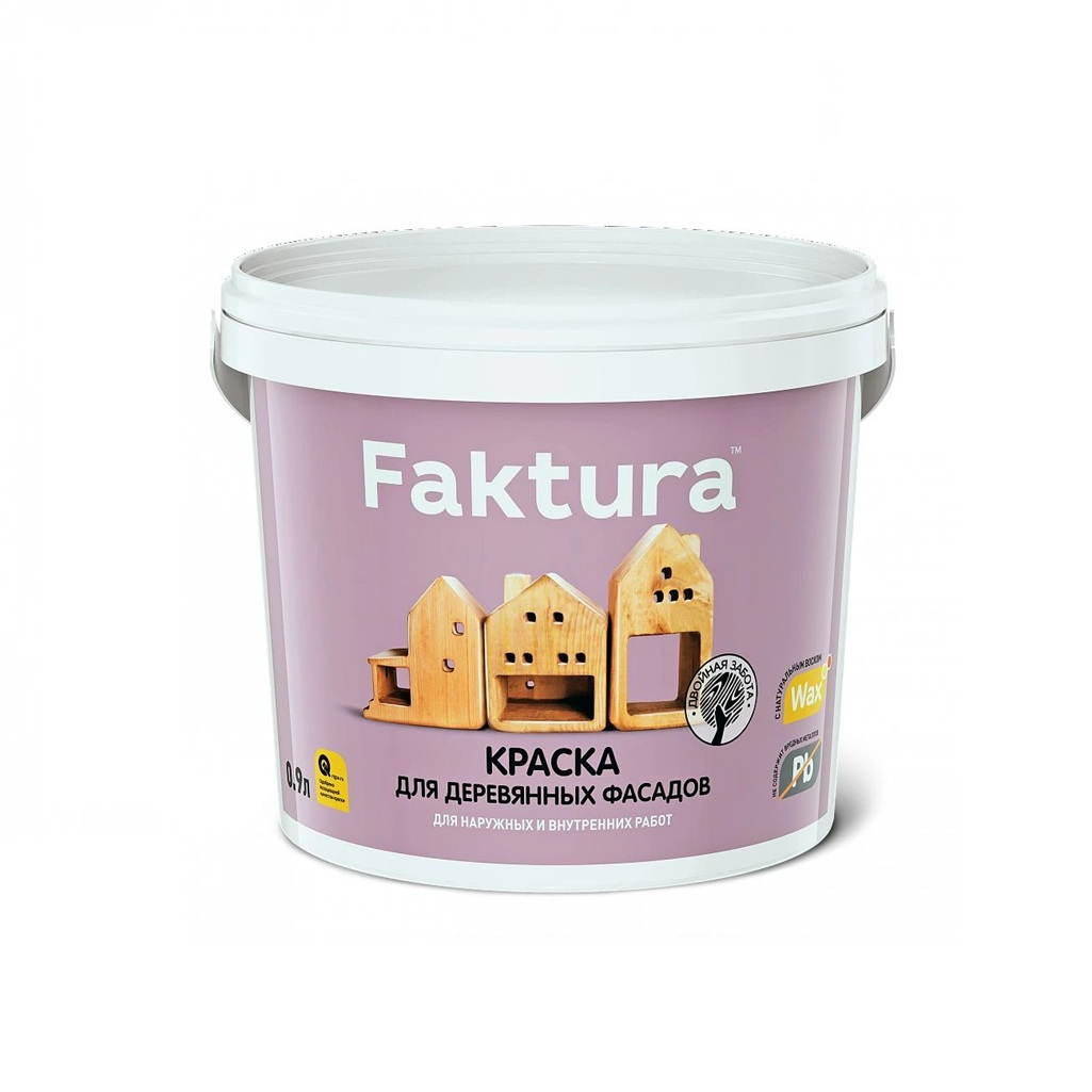 Краска Faktura акриловая с воском, для деревянных фасадов, база А, 0.9 л
