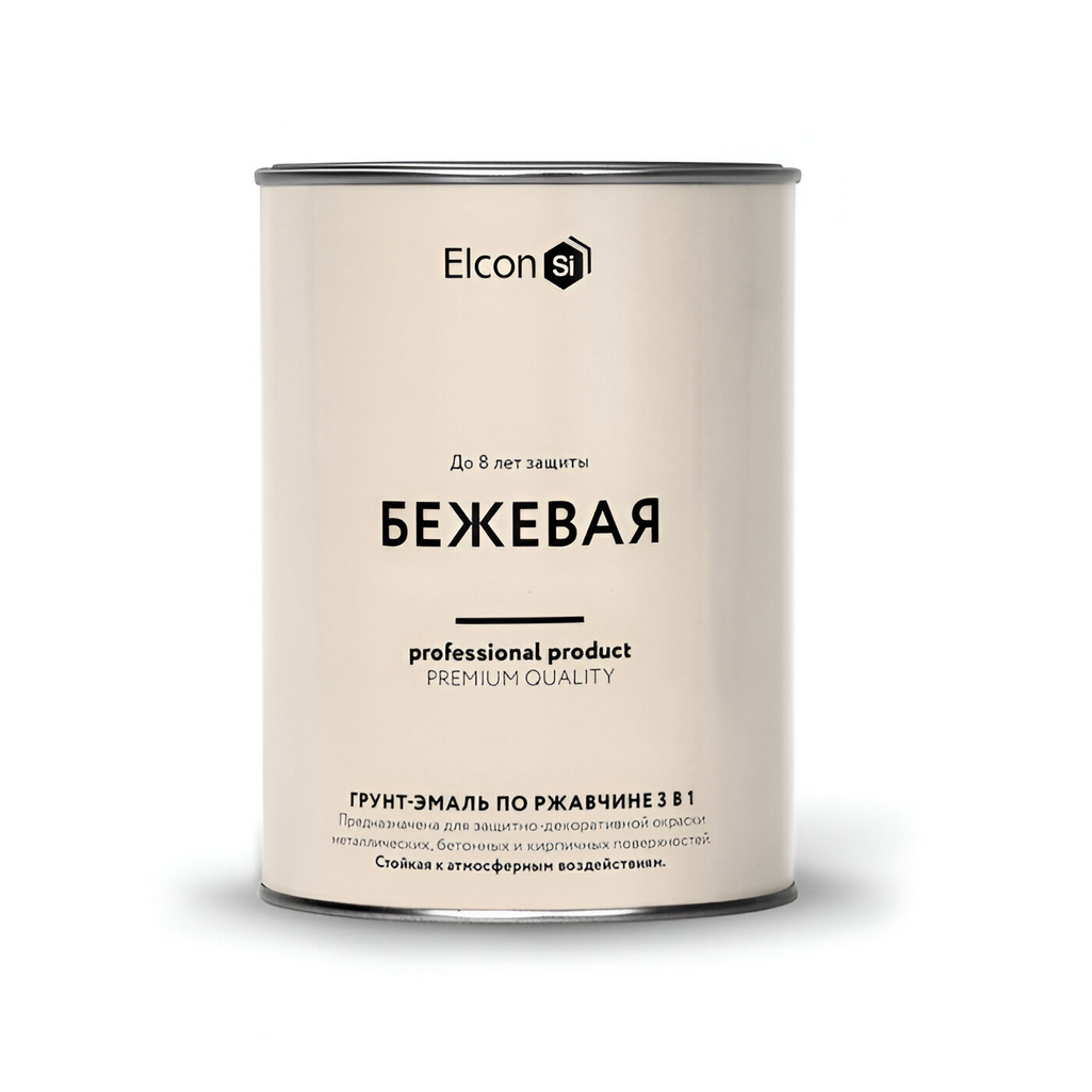 Грунт-эмаль по ржавчине Elcon 3 в 1, глянцевая, бежевая RAL 1015, 0.8 кг