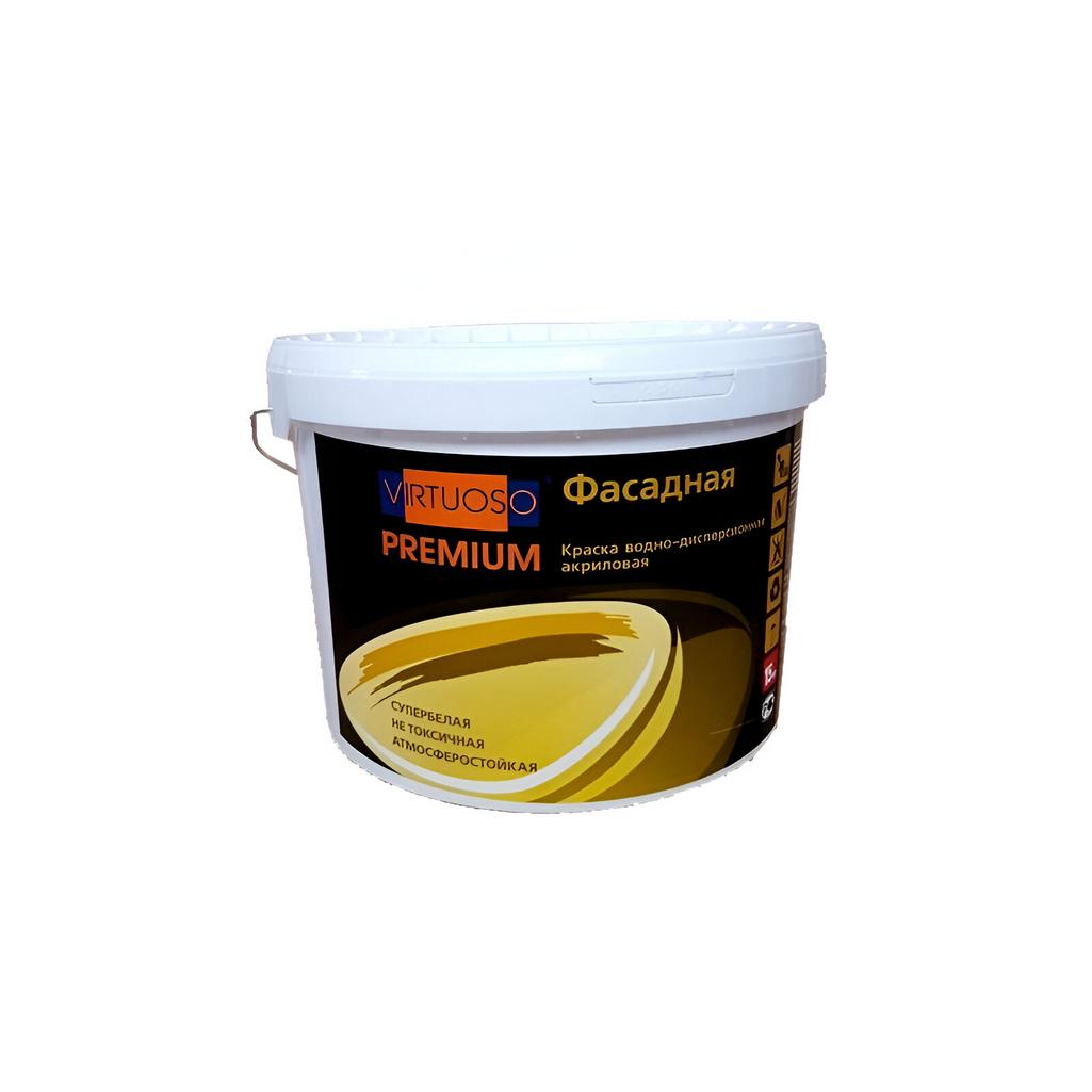Краска Virtuoso Premium, фасадная, матовая, супербелая, база А, 7 кг