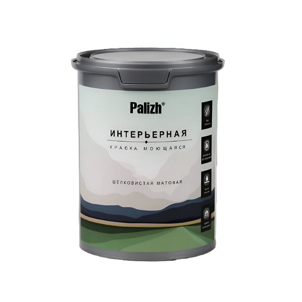 Краска Palizh №801, для внутренних работ, интерьерная шелковисто-матовая, белый,  1.4 кг