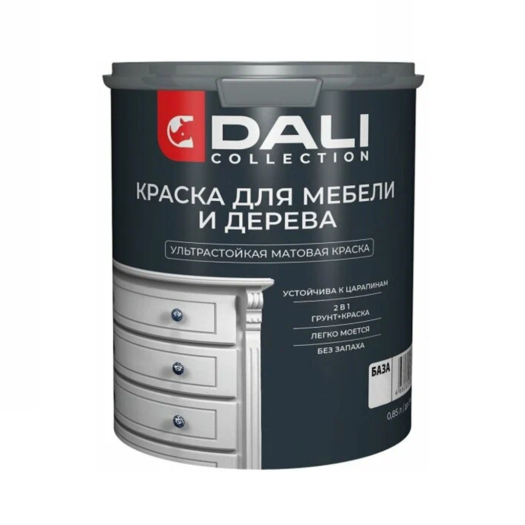 Краска Dali Collection для мебели и дерева, акриловая, база С, бесцветная, 0.85 л