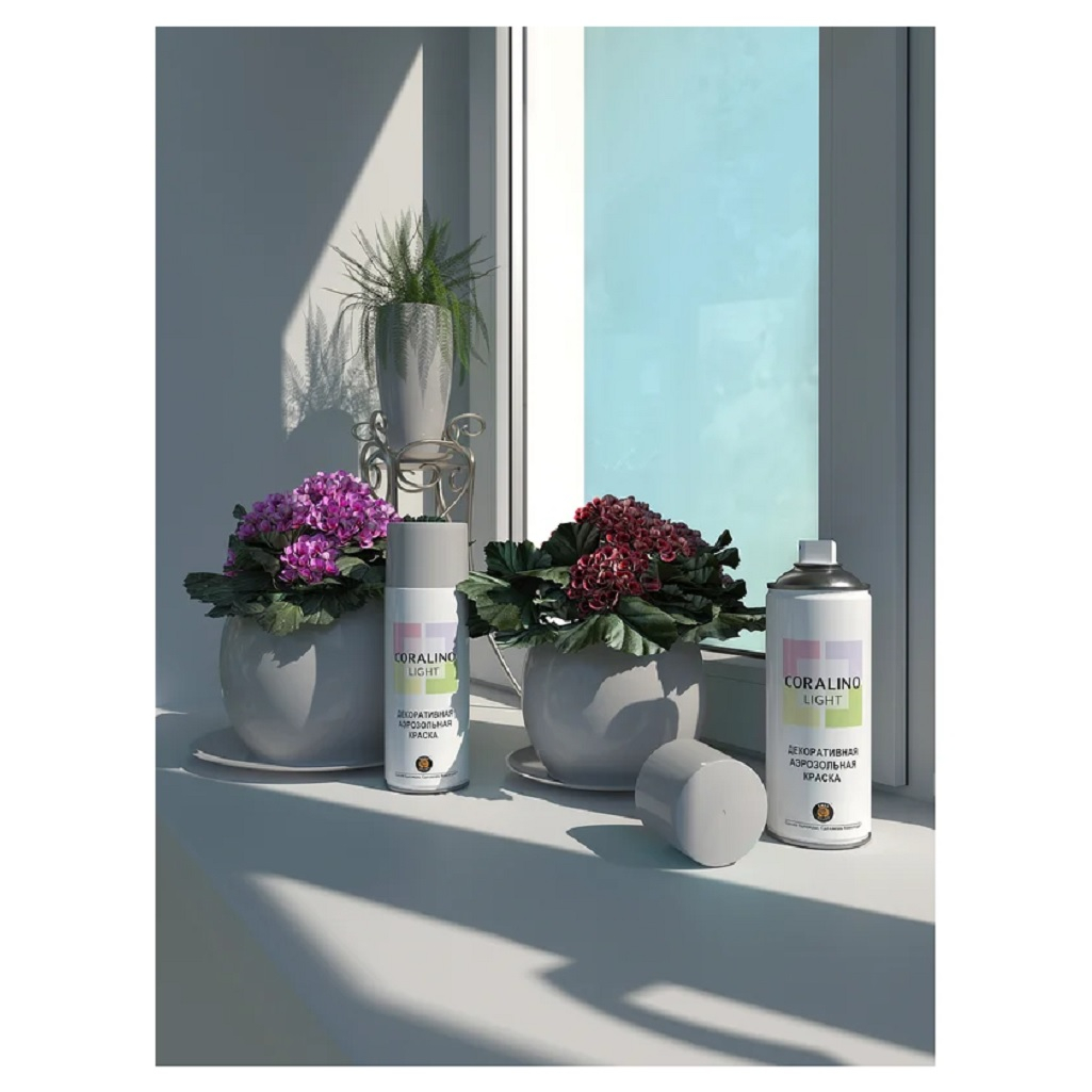 Краска акриловая Coralino Light аэрозольная, декоративная, CL1016 серый агат, 520 мл