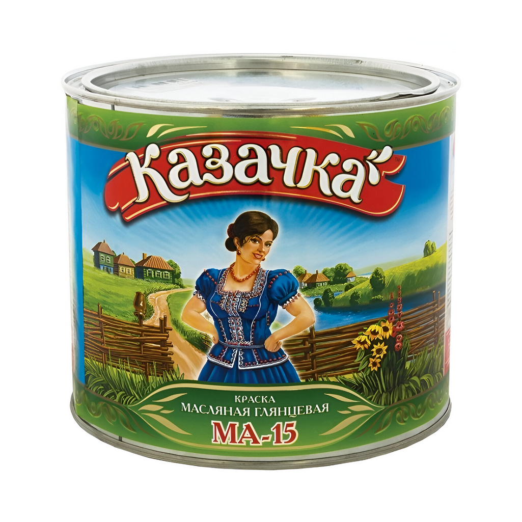 Краска Казачка МА-15, масляная, износостойкая, глянцевая, синяя, 1.9 кг