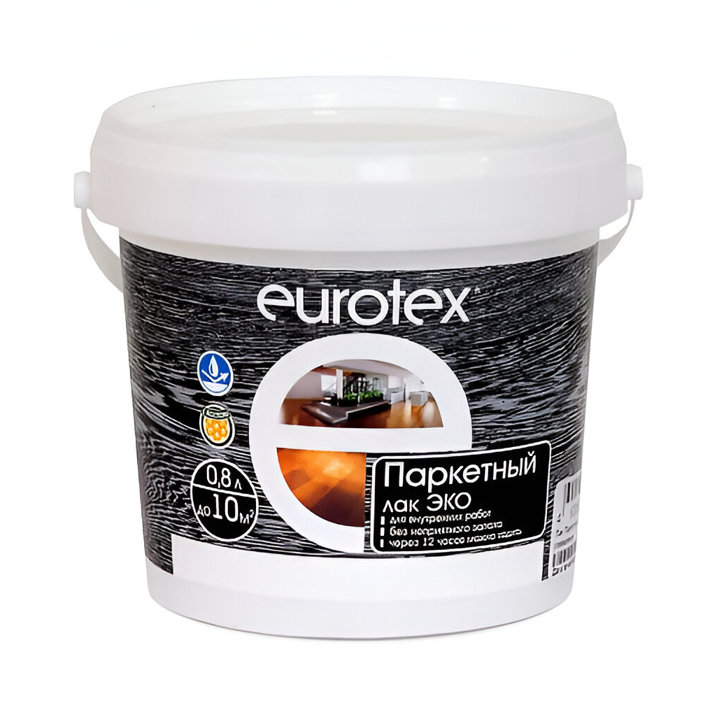 Лак Евротекс паркетный Эко для внутренних работ глянцевый бесцветный 0,8 л