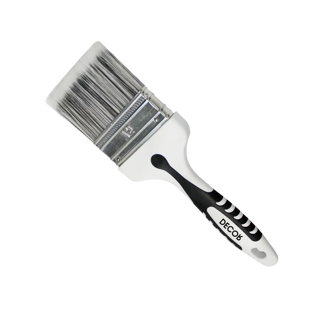 Кисть Decor Black White Premium универсальная, 25х15 мм, серебристая щетина, 2К ручка, 860-025