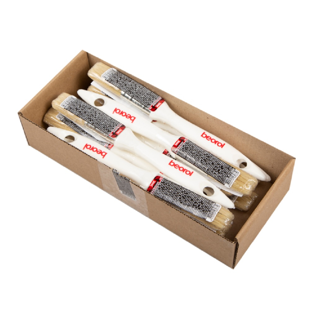 Кисть плоская Beorol Стандарт, Универсальная смешанная щетина , пластиковая ручка 12х20 мм