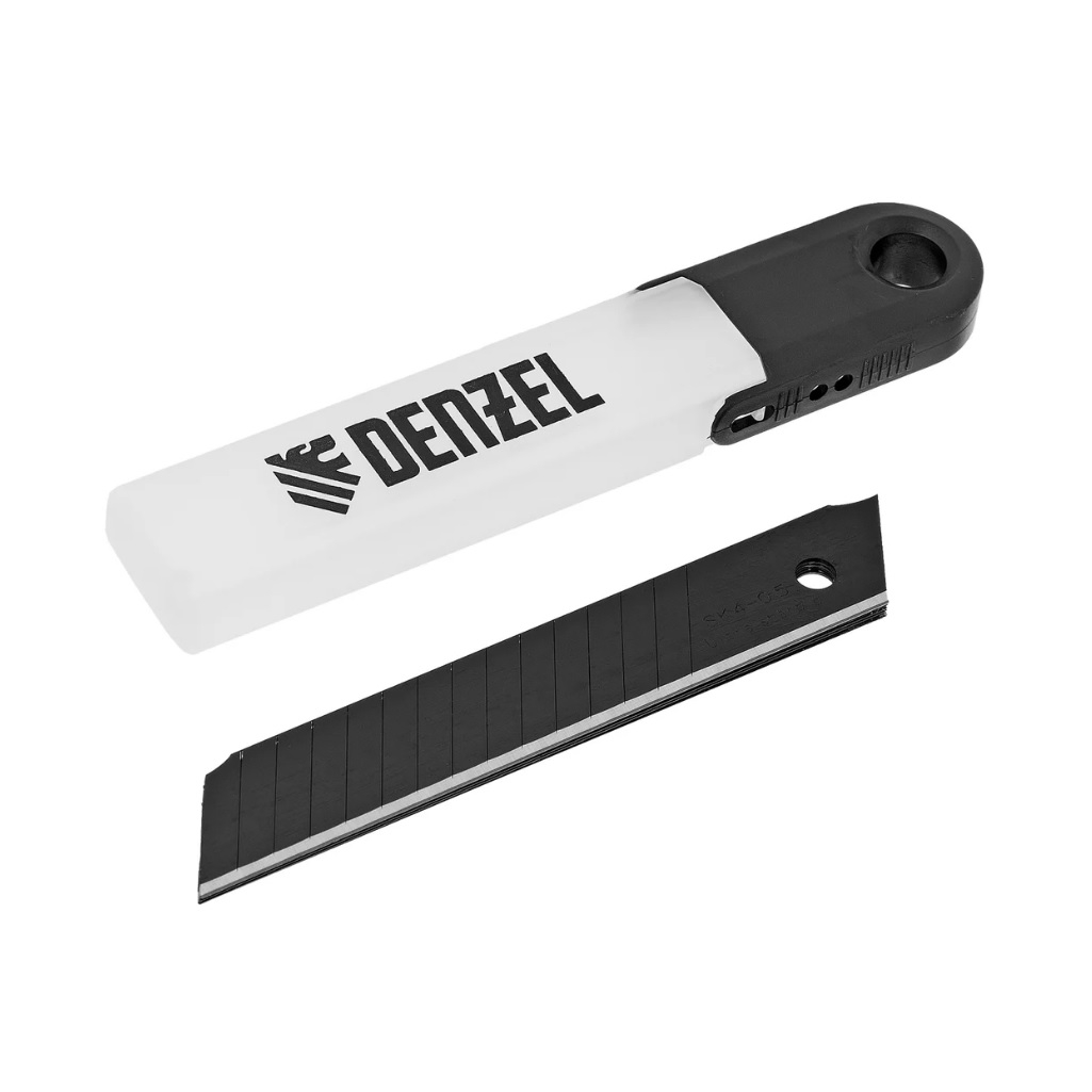 Лезвия Denzel 18 мм, сталь SK4 - 0.5 мм, супер острые, многосегментные, 5 штук, 79308