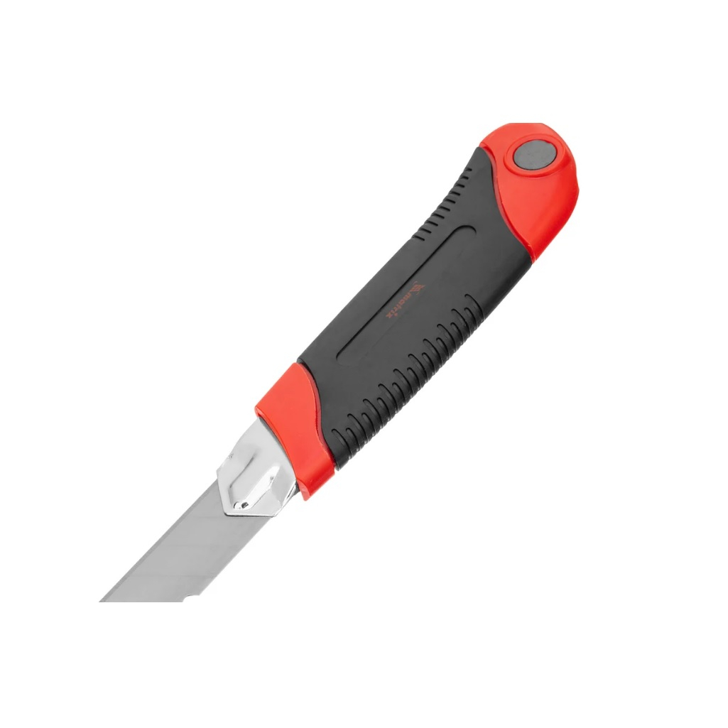 Нож Matrix 25 мм, выдвижное лезвие, металлическая направляющая, двухкомпонентный корпус, фиксатор, с магнитом, 78913