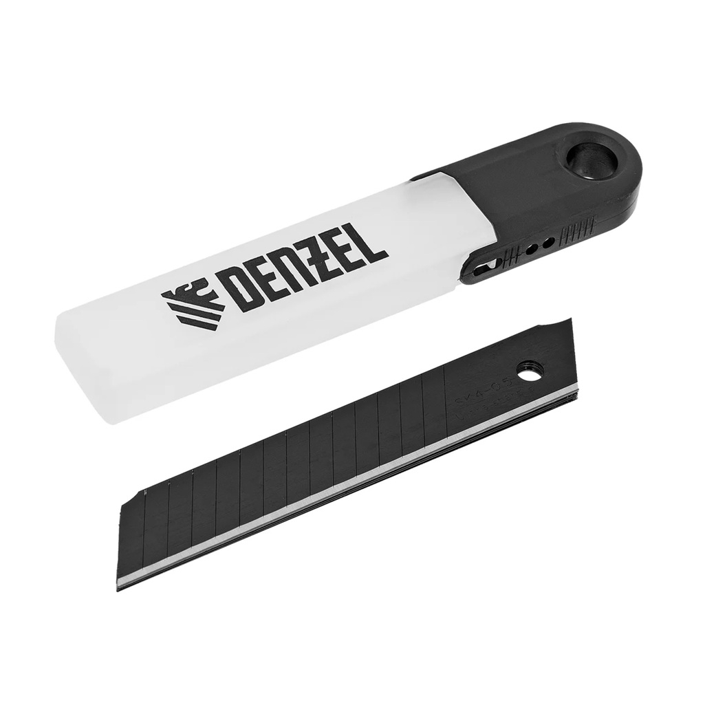 Лезвия для ножа Denzel 79308 18 мм, сталь SK4 - 0.5 мм, супер острые, многосегментные, 5 штук