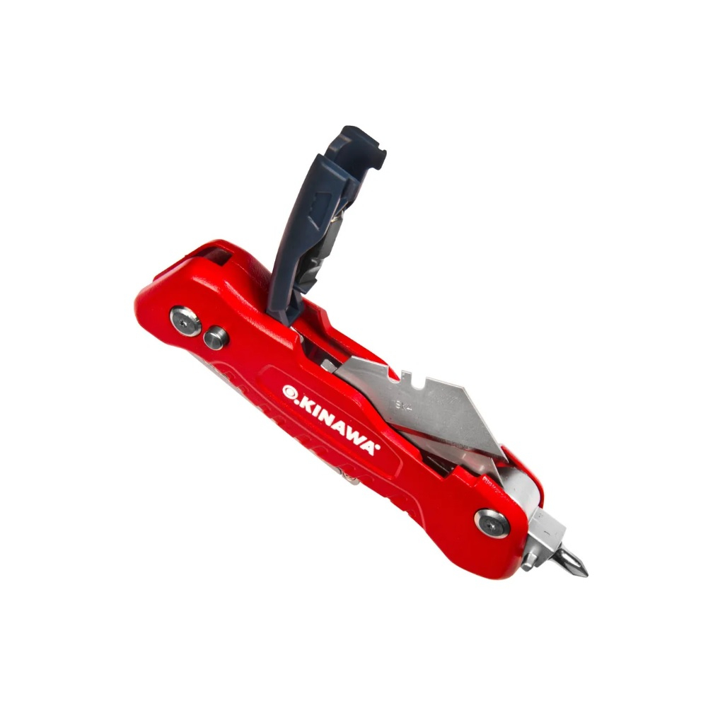 Нож складной Okinawa Snap Plus 2408, трапециевидное лезвие, держатель для бит, в комплекте 2 лезвия, бита