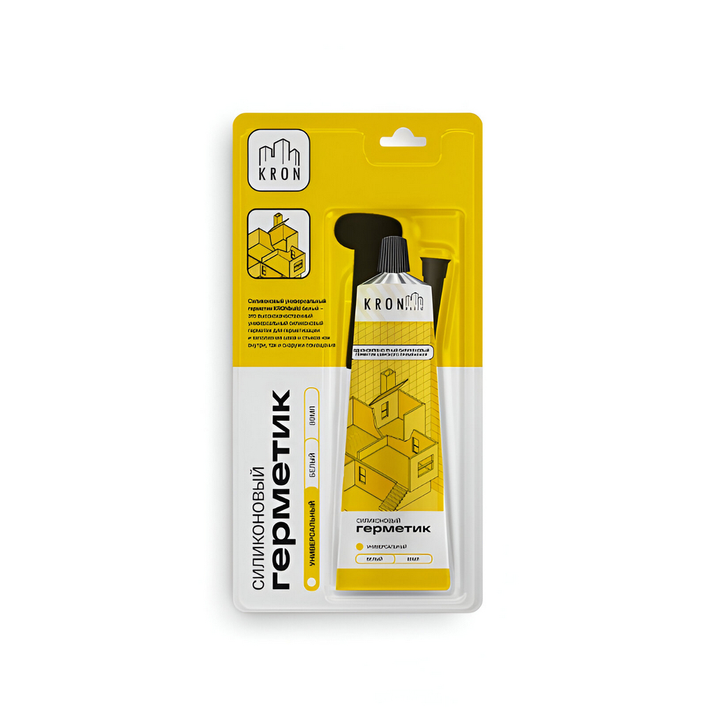 Герметик силиконовый Kronbuild, универсальный, всесезонный, белый 80 мл