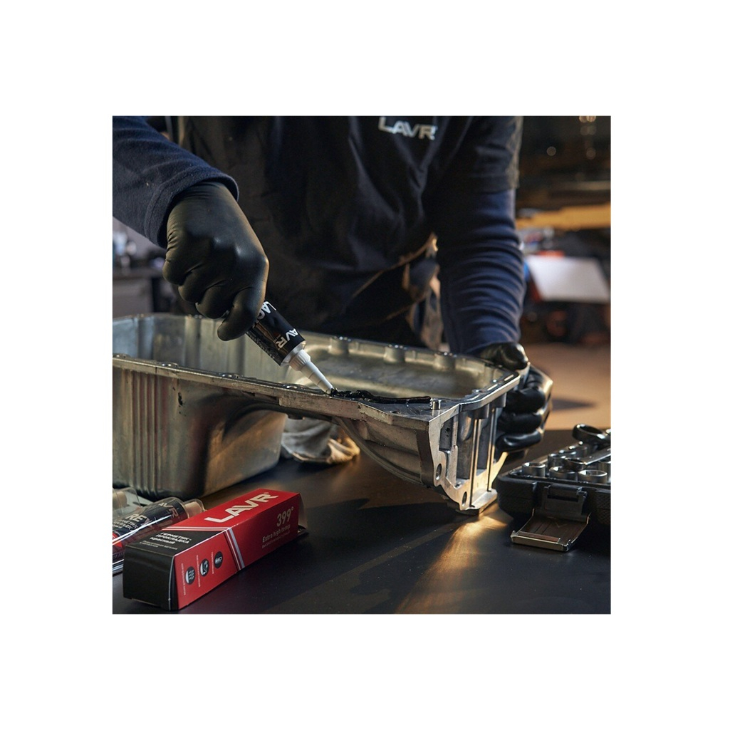 Герметик Lavr силиконовый для прокладок, высокотемпературный, чёрный 85 г