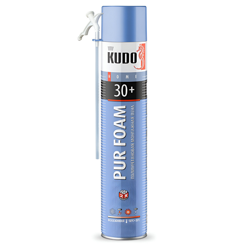 Пена монтажная Kudo Home 30+, 46425, бытовая, всесезонная, 1000 мл