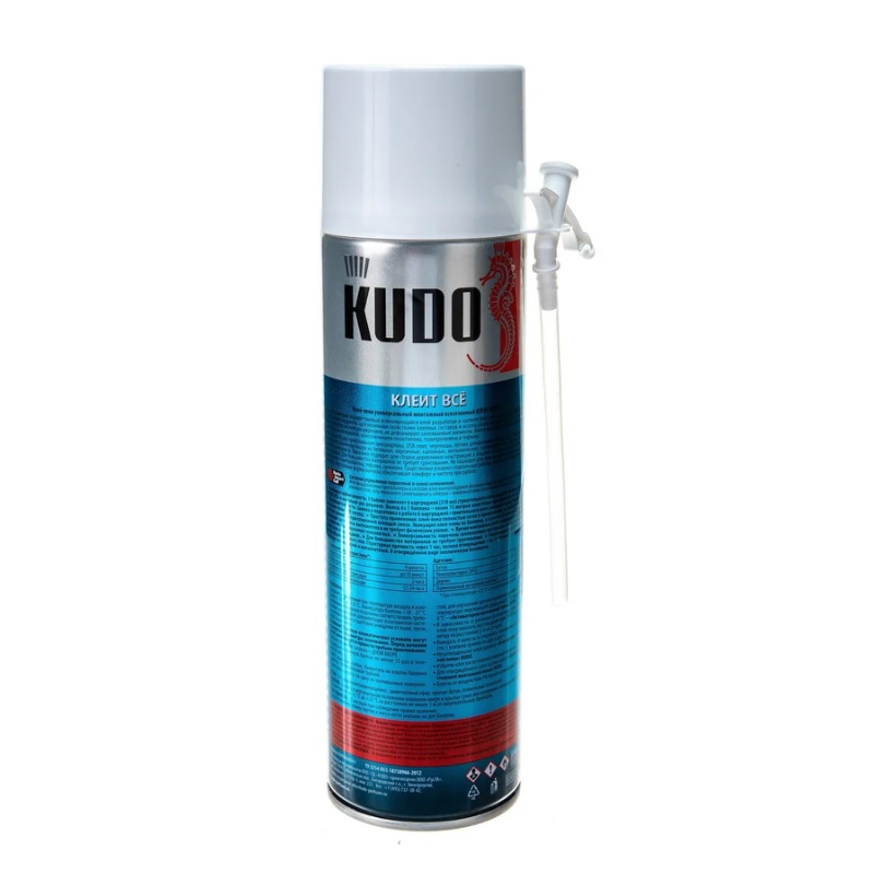 Клей-пена монтажная Kudo Клеит Всё X6+ 202867, бытовая, всесезонная, 650 мл