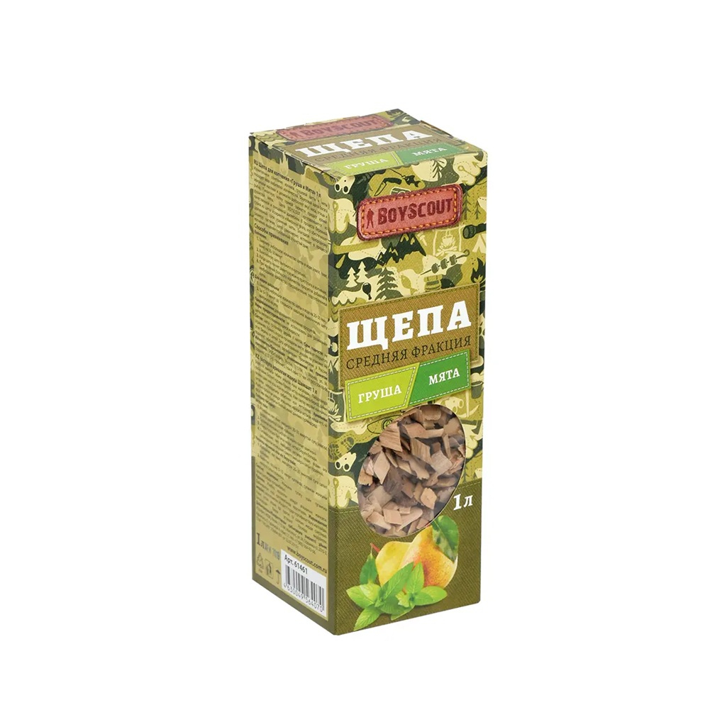 Щепа для копчения Boyscout Груша+мята, средняя фракция 1л 61461