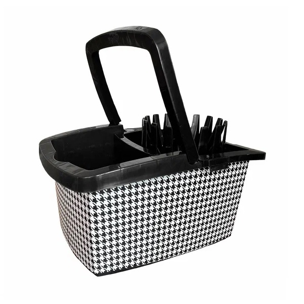 Ведро York Пепита, вставка отжим МОП, прямоугольное черно-белое 10 л