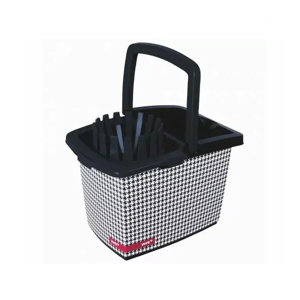 Ведро York Пепита, вставка отжим МОП, прямоугольное черно-белое 10 л