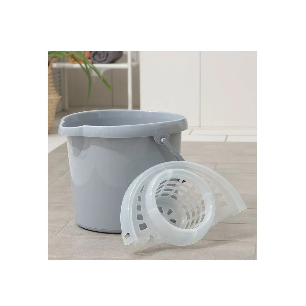 Ведро Etna Homver круглое, с отжимом МОП, 12 л, серый, 221218335/03