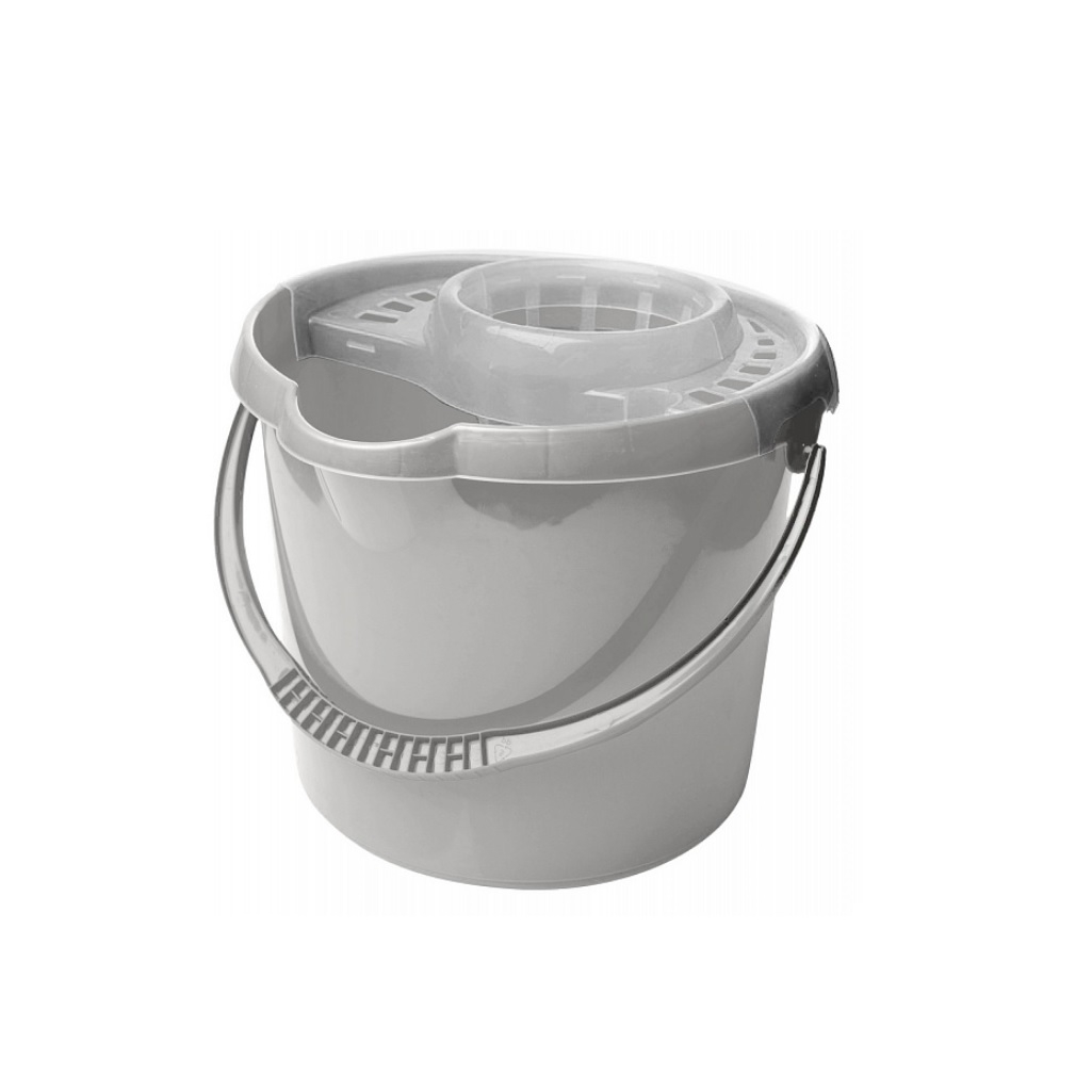 Ведро Etna Homver круглое, с отжимом МОП, 12 л, серый, 221218335/03