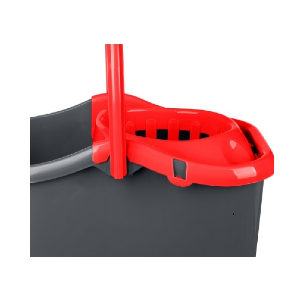 Ведро Rimo Homver прямоугольное, с отжимом МОП, 13 л, серый с красным, 221245306/03