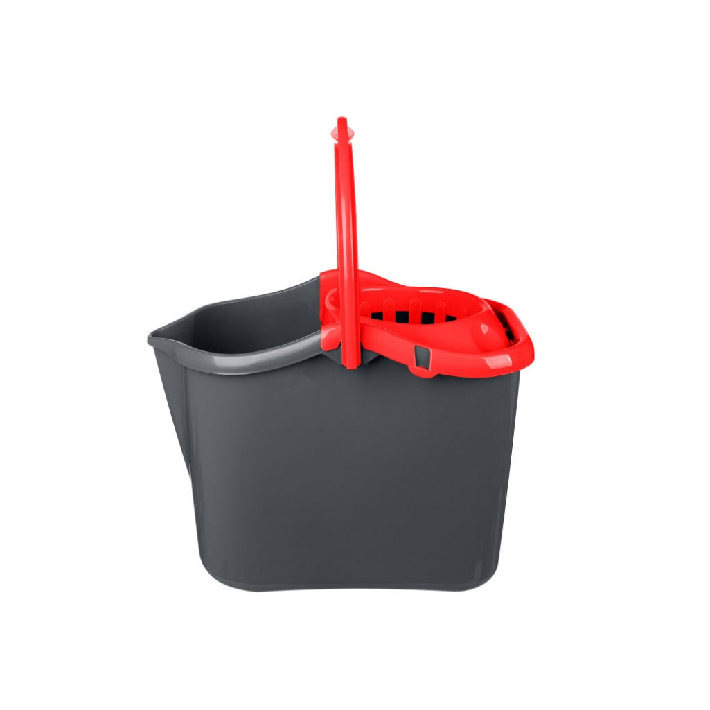 Ведро Rimo Homver прямоугольное, с отжимом МОП, 13 л, серый с красным, 221245306/03