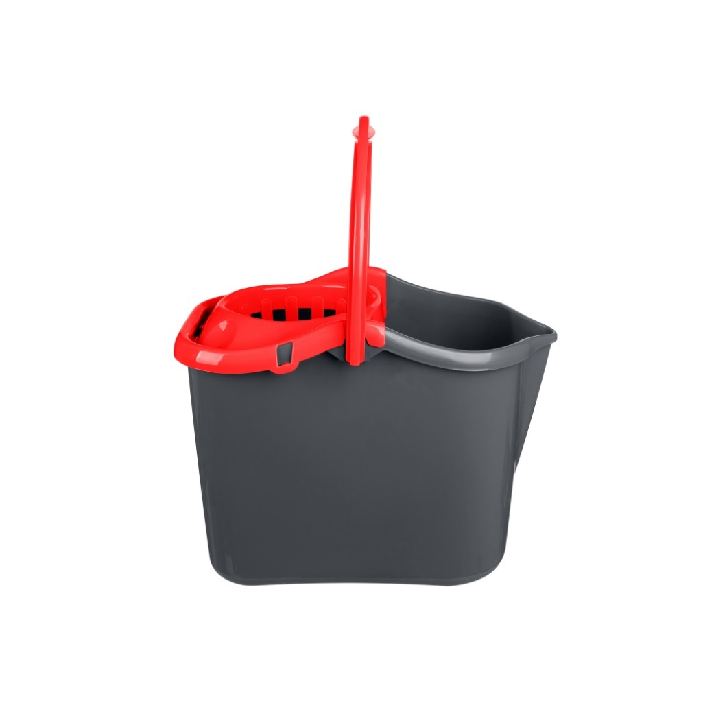 Ведро Rimo Homver прямоугольное, с отжимом МОП, 13 л, серый с красным, 221245306/03