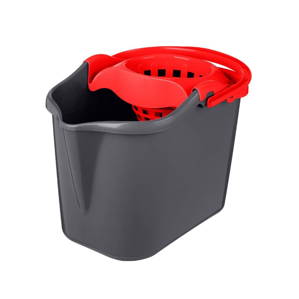Ведро Rimo Homver прямоугольное, с отжимом МОП, 13 л, серый с красным, 221245306/03