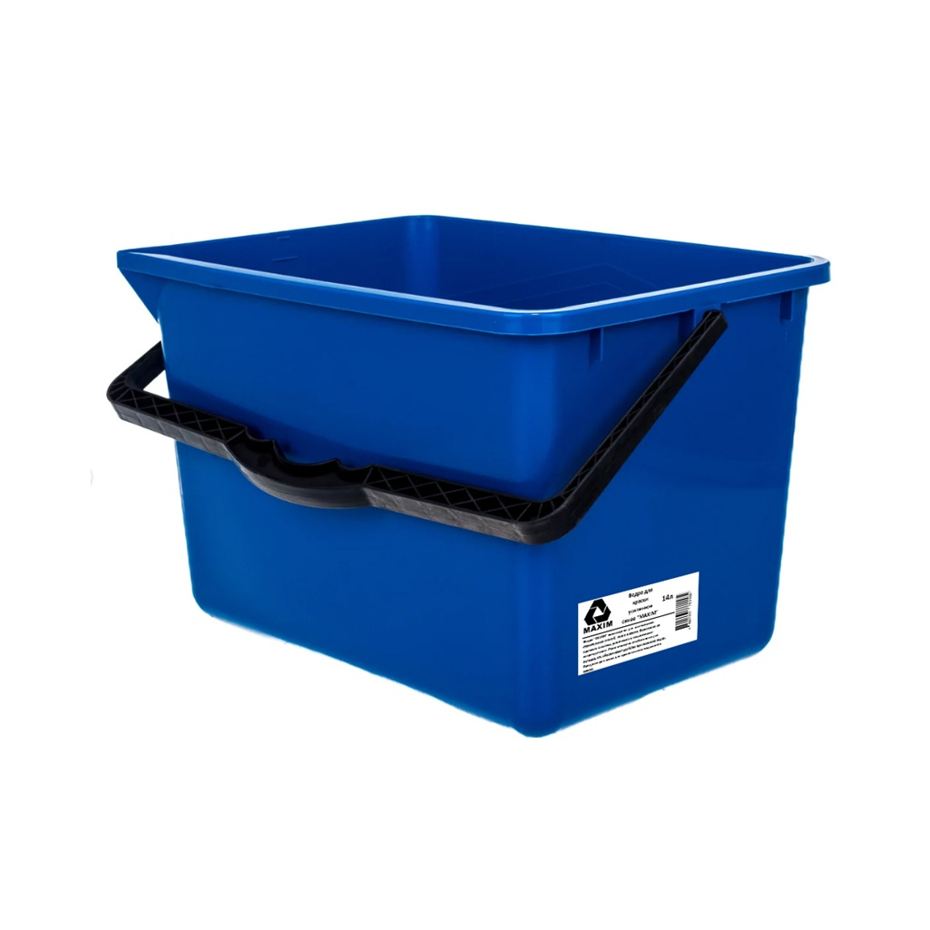 Ведро для краски Maxim усиленное, пластик, синее, 230х250х345 мм, 14 л