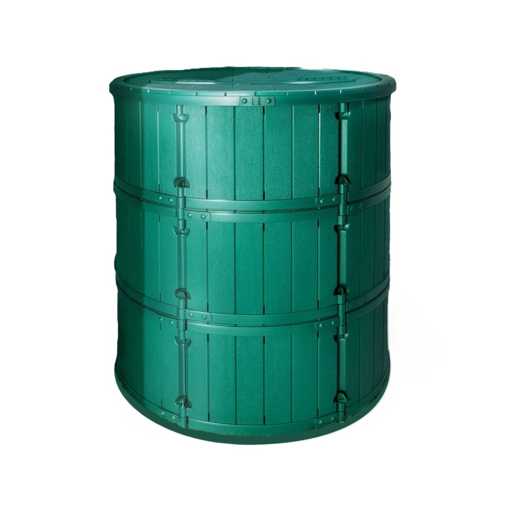 Компостер садовый Мастер Сад Бочка с крышкой и дном, усиленный, 950 л