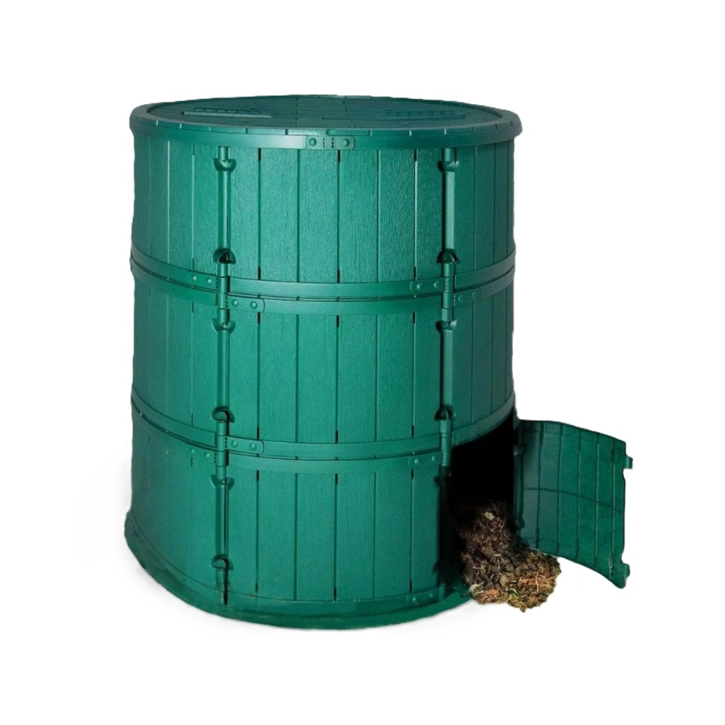 Компостер садовый Мастер Сад Бочка с крышкой и дном, усиленный, 950 л