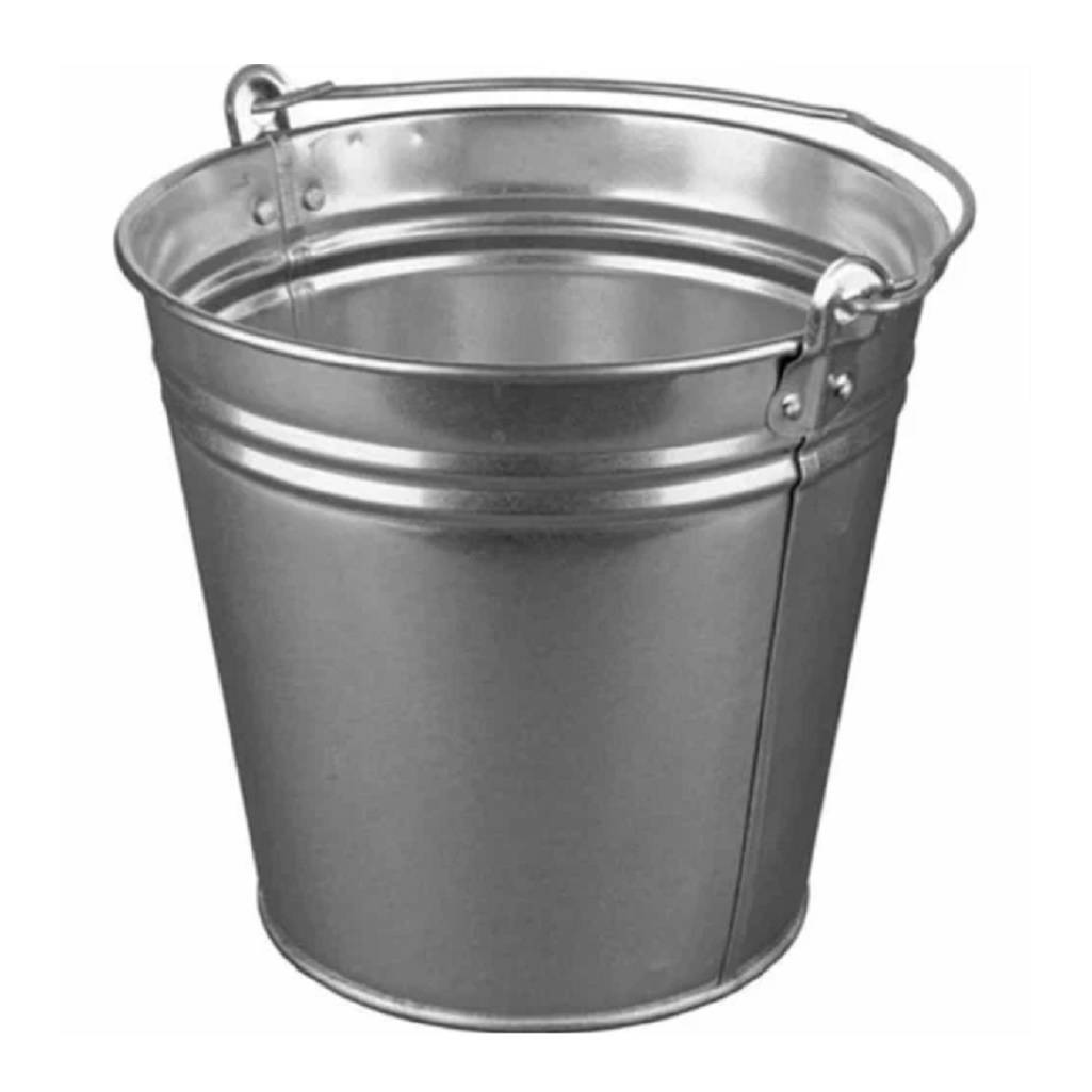 Ведро хозяйственное, оцинкованное, металл, для непищевых продуктов, серебристое 15 л