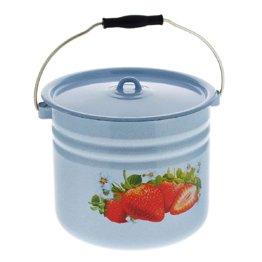 Ведро эмалированное Сочная клубника с крышкой 12л