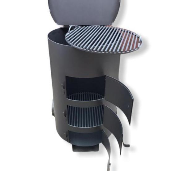 Печь для сжигания мусора с трубой, сталь 3,2 мм, 180 л