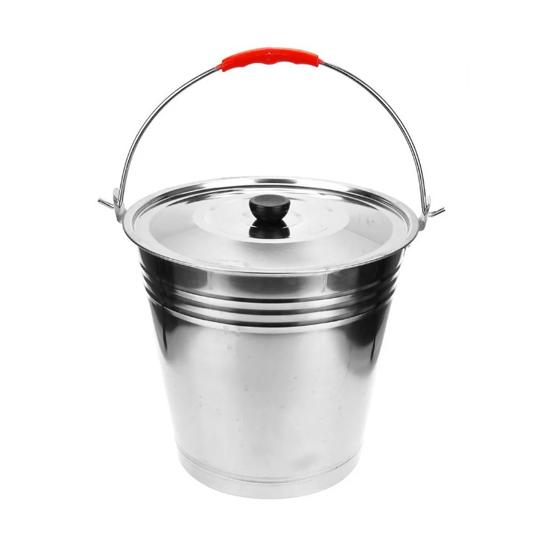 Ведро с крышкой, 10 л, нержавеющая сталь