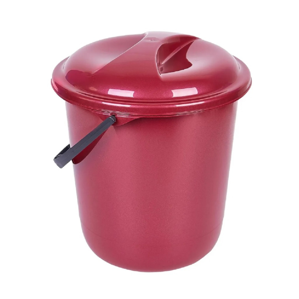 Ведро Spin&Clean Rock'n'Roll с крышкой, с функцией отжима, бордо, для уборки и мытья полов, 12 л