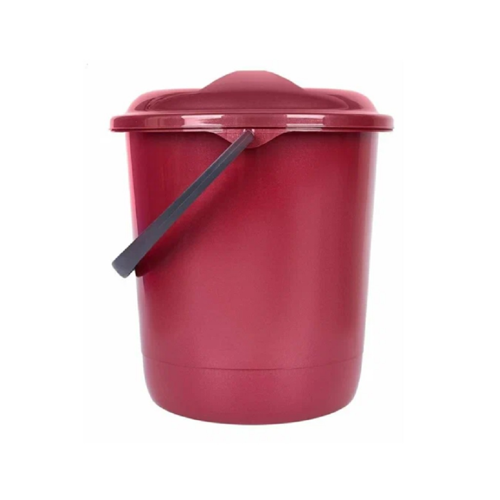 Ведро Spin&Clean Rock'n'Roll с крышкой, с функцией отжима, бордо, для уборки и мытья полов, 12 л