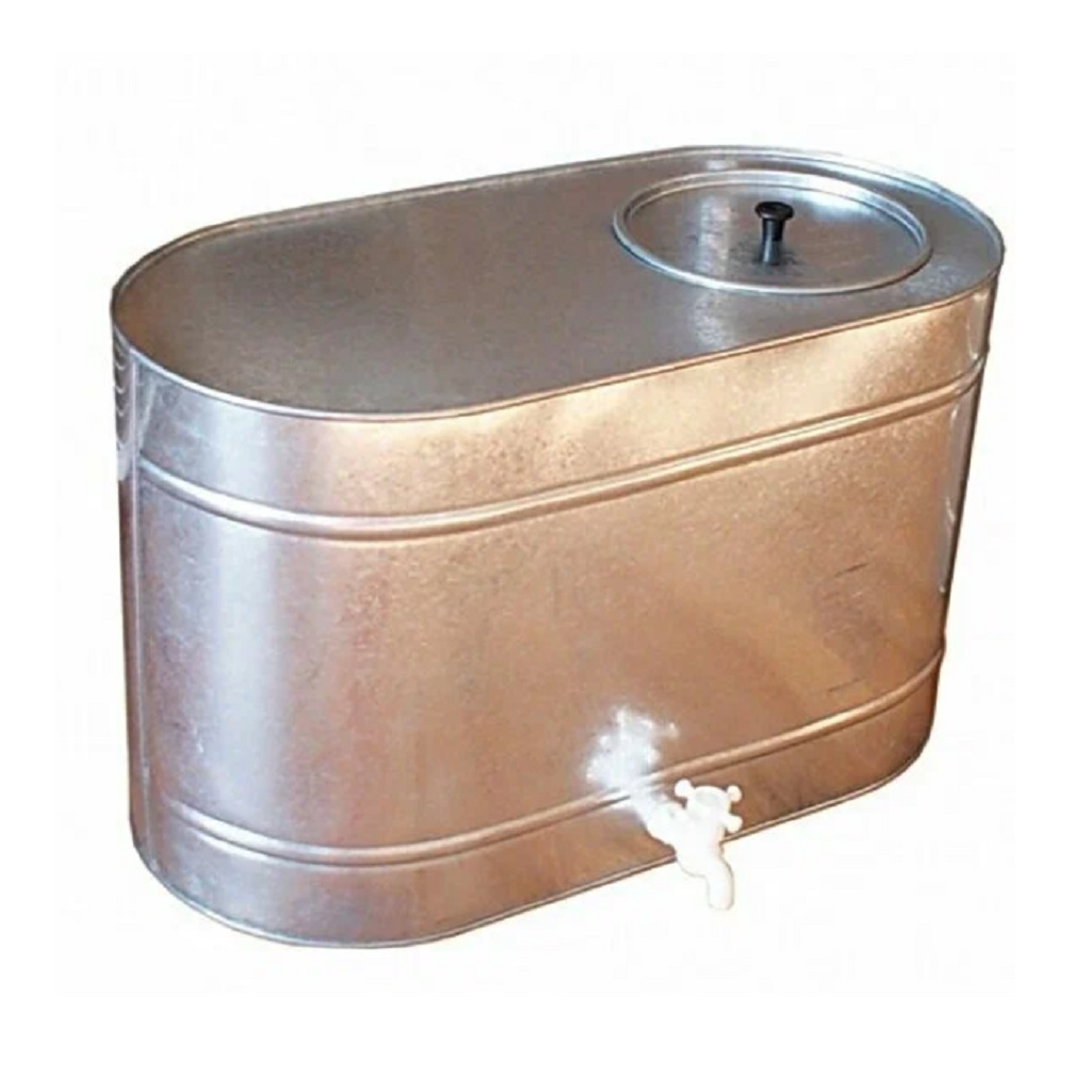 Бак овальный оцинкованный с краном, прочные борта, гладкая поверхность, 95 л