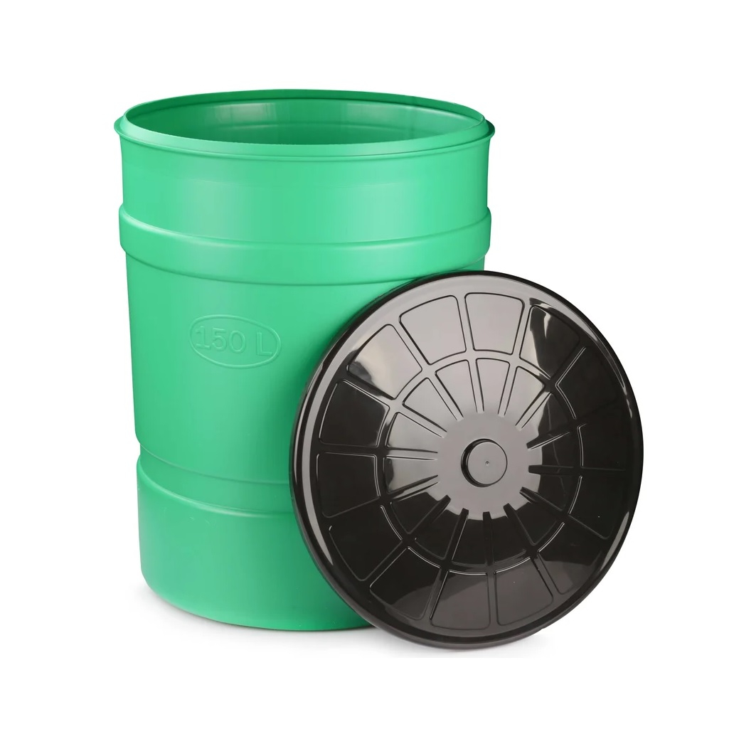 Бочка-бак Альтернатива М8139, устойчивость к химикатам, широкое горло, с крышкой, 150 л