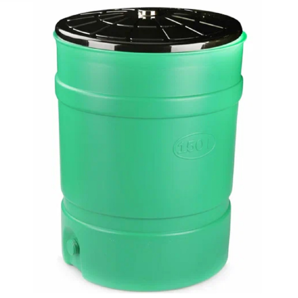 Бочка-бак Альтернатива М8139, устойчивость к химикатам, широкое горло, с крышкой, 150 л