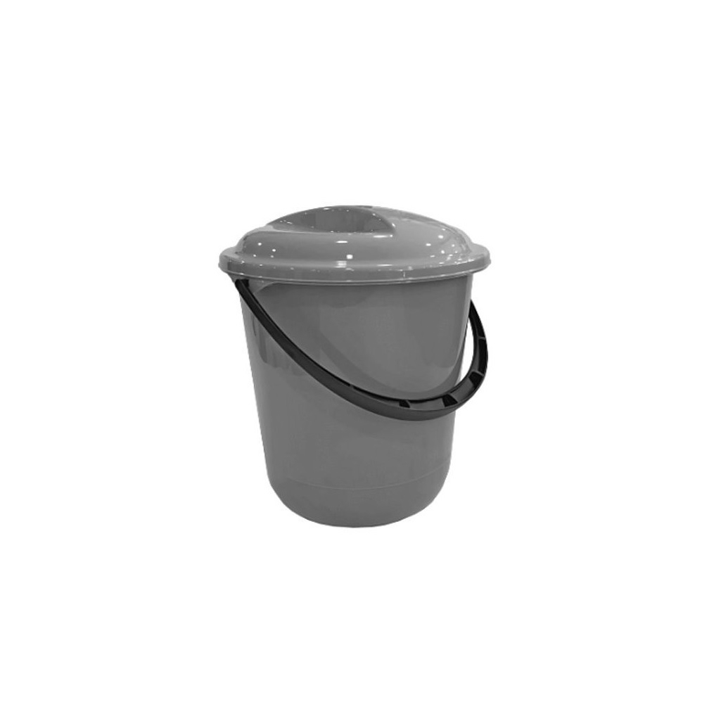 Ведро Homver Etna, круглое, 10 л, с крышкой, пластик, серое, 221218635/03