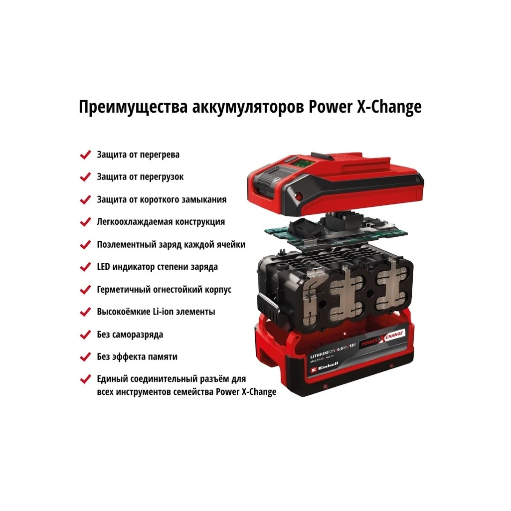 Газонокосилка аккумуляторная Einhell PXC GE-CM 18/33 Li, 1 аккумулятор 4.0 Ah, зарядное устройство, 3413260