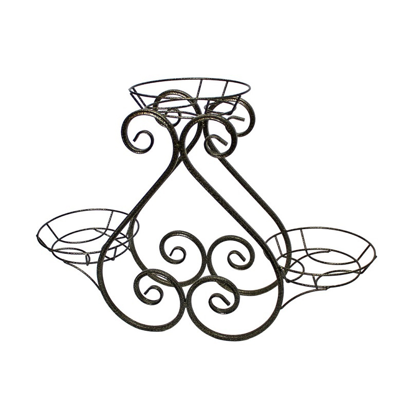 Подставка для цветов РЗДИ ПИКА малая,  3 горшка, металл, бронза