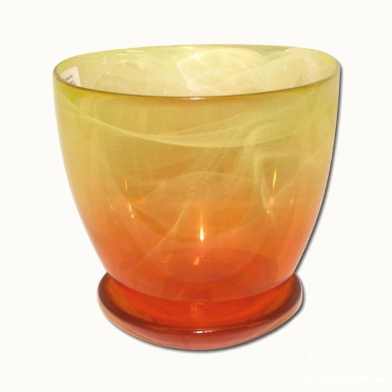 Горшок №3 с поддоном Крашеный (желто-оранжевый) d14,5 см