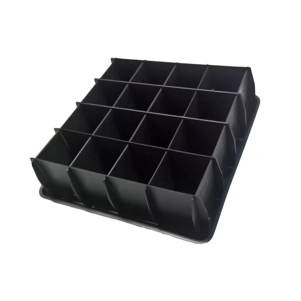 Ящик для рассады разборный, 16 ячеек, 130 мл, пластик, черный, 280х280х100 мм