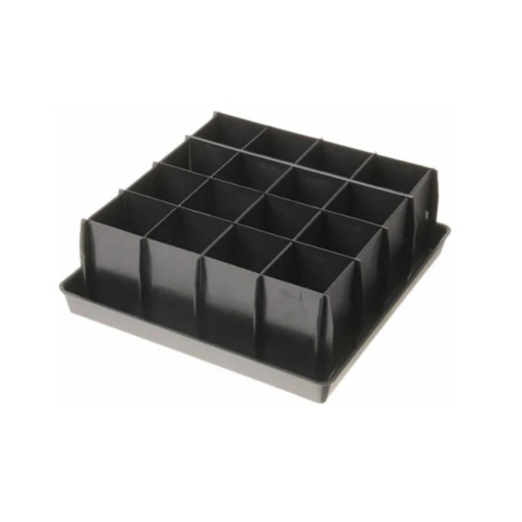 Ящик для рассады разборный, 16 ячеек, 130 мл, пластик, черный, 280х280х100 мм