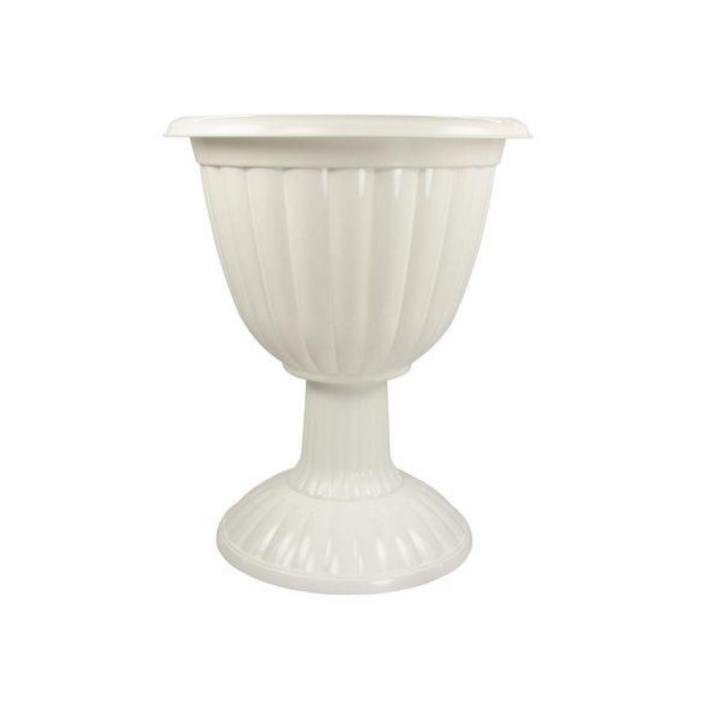 Вазон для цветов Альтернатива Жасмин, на высокой ножке, 12 л, диаметр 370 мм, белый, М1390