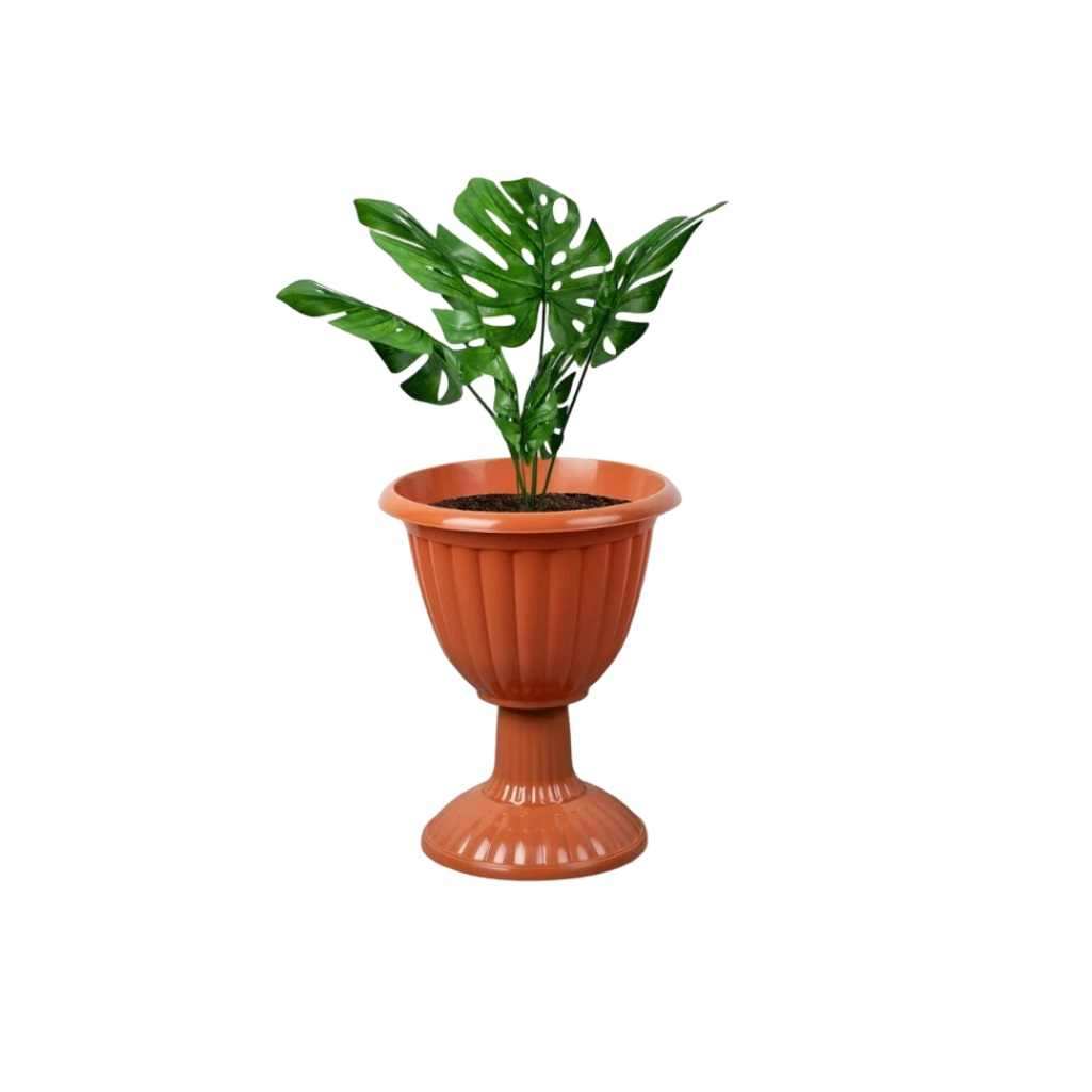 Вазон для цветов Альтернатива Жасмин, на высокой ножке, 18 л, диаметр 418 мм, коричневый, М1329