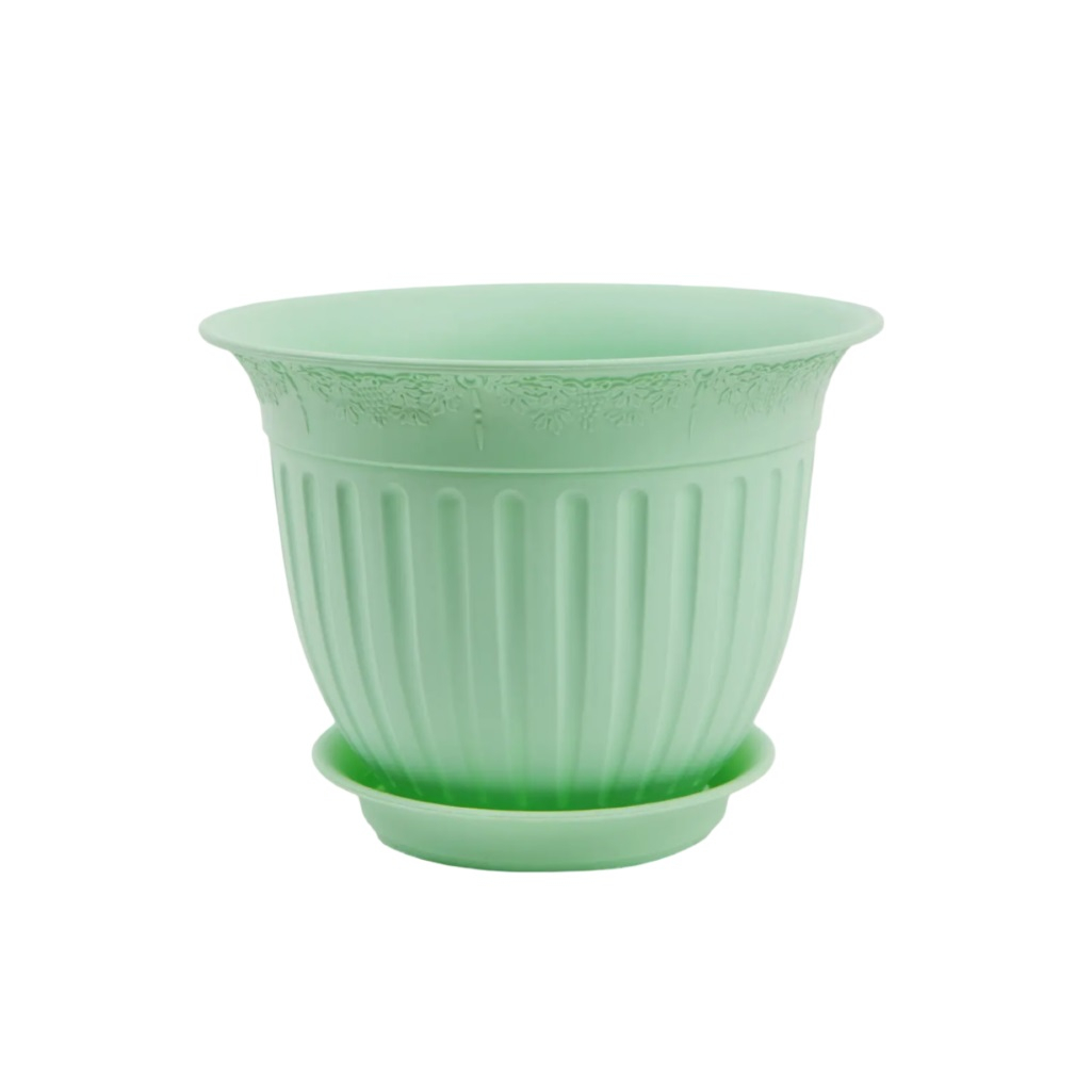 Кашпо Виноград с поддоном, объем 1.0 л, 16х12 см, мятный, для домашних и уличных растений