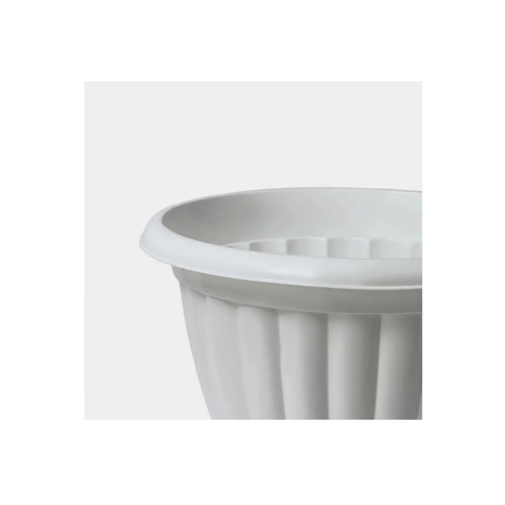 Вазон для цветов Альтернатива Жасмин, на высокой ножке, 18 л, диаметр 418 мм, белый, М1392